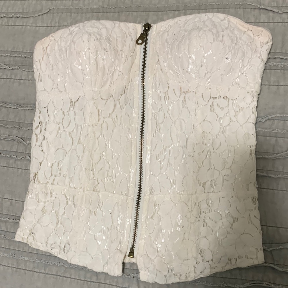 White strapless corset lace size s